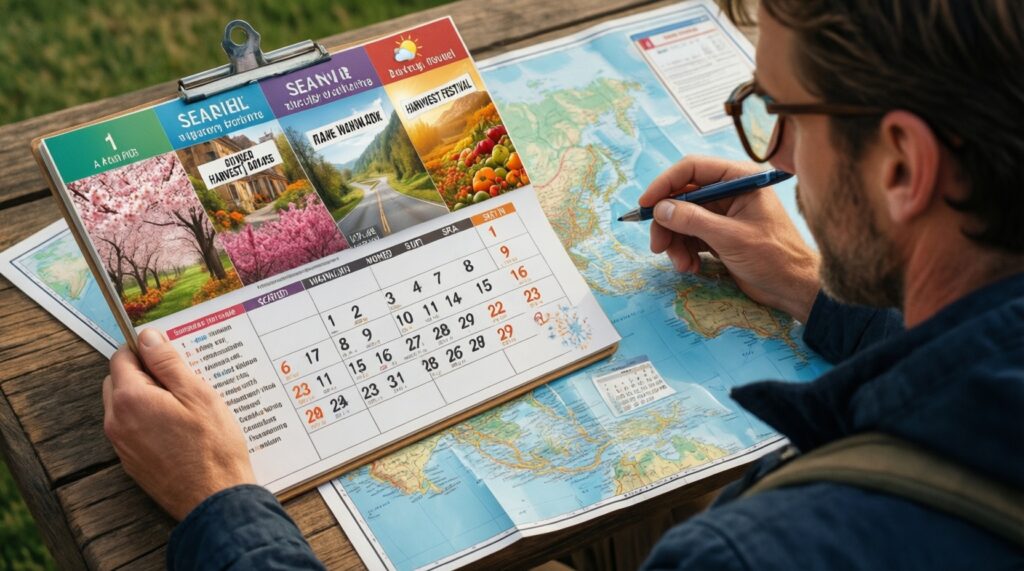 Сезонные поездки по краю: цветение, сбор урожая, фестивали и природные явления - иллюстрация